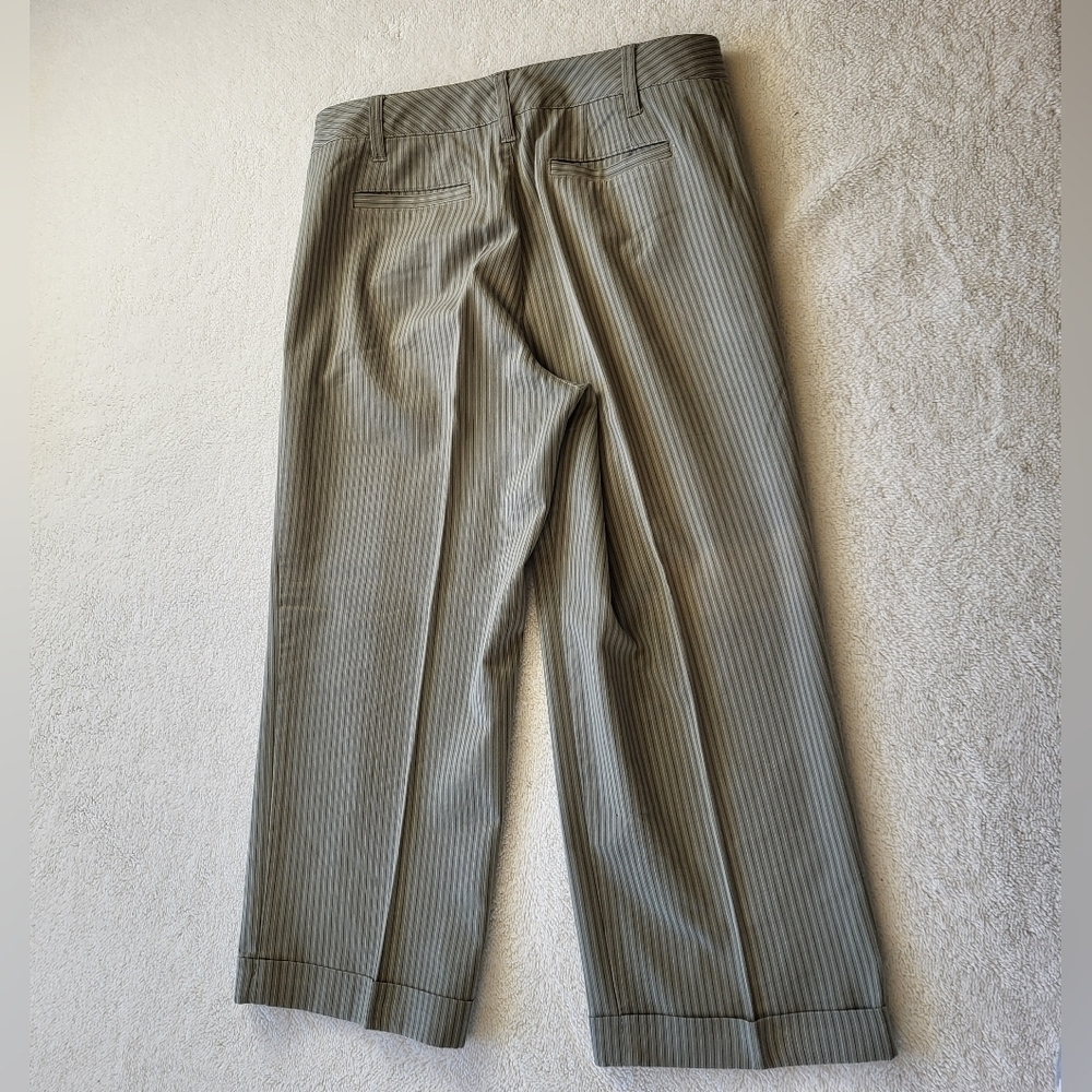 Caribbean Joe Brown Striped Cuffed Creased Capris Women's Size 8 - Picture 9 of 9